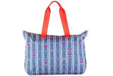 Nylon Handbag Shopping Bag Purse Train Graphic Blu
