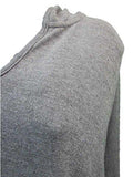 Plus Kangaroo Pocket FauxLeather Trim Poncho Top Gray 2X