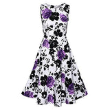 Creti Vintage Classy 1950 Floral Sleeveless Party Evening Picnic Spring Garden Dress Cocktail Dress Xl, Purple
