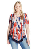 Plus Size Contrast Hem Top, Print, 1X