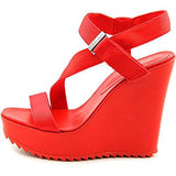 Carille Open Toe Canvas Wedge Sandal 65 Bm Us Candy Red