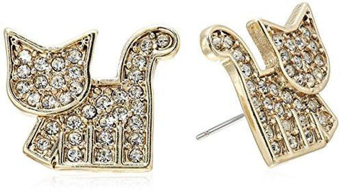 Harlem Crystal And Gold Cat Stud Earrings