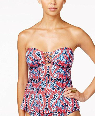 Michael Michael Kors Angelina Open Back Laceup Bandini Top Red Blaze Swimwear