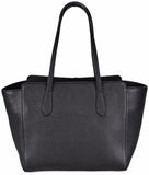 Small Leather Trademark Logo Swing Tote Purse Black