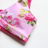 Mooskini Two Piece Floral Print Bikini Set Padded Bathing Suit Swimsuit S Pink