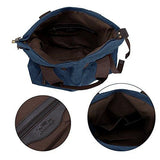 Denim Blue Canvas Material Double Top Handle Large Shopper Tote Handbag