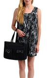 Black Gg Print Canvas Leather Trimmed Abbey Pocket Tote Bag