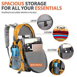 Outdoormaster Hiking Backpack 50L Weekend Pack W Waterproof Rain Cover & Laptop Compartt For Camping Travel Hiking Orangegrey