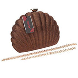 Shell Evening Clutches For Wedding And Party Bag For Brown