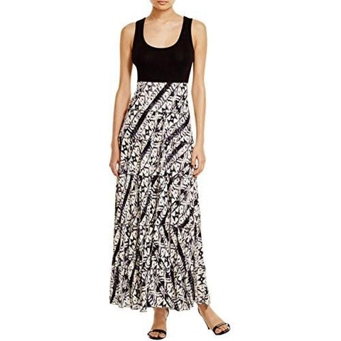 Crepe Mixed Media Maxi Dress BlackIvory S