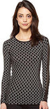 Recreation Geo Knit Longsleeve Top With Mesh Inserts On Sleeves, Black, S