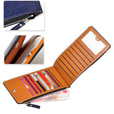 Noedy Thin Multi Card Case Organizer Wallet With Zipper Pocket Dark Blue