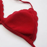 Mooskini Sexy Brazilian Bikini Set Solid Color Beach Push Up Swimwear For Sus Size 24 Red