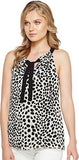 Ellen Tracy Tie Neck Halter Cheetah/Beach Combo Tank Top