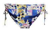 Printed Side Tie Bikini Bottoms Black White Size Medium Small Floral Navy Multi