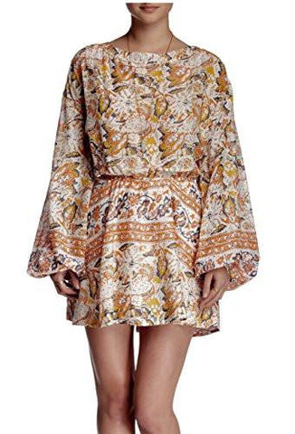 Silver Sun Printed Mini Dress S, Ivory Washed