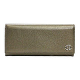 Gucci Saffiano Leather Continental Flap Wallet 256348 Metallic Grey