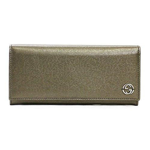 Gucci Saffiano Leather Continental Flap Wallet 256348 Metallic Grey