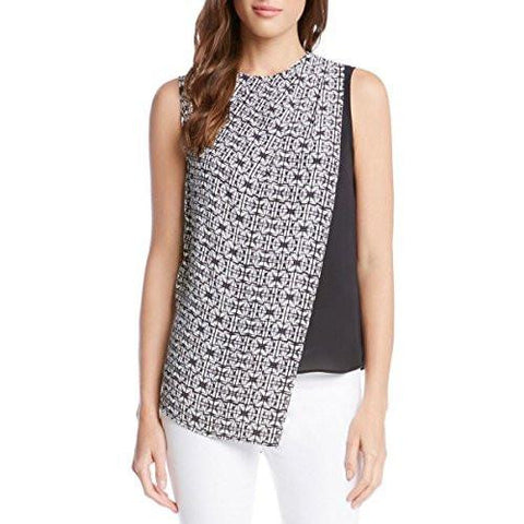 Combo Angle Printed Asymmetric Blouse B/W M