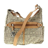 Jacquard Contrast Trim Shoulder Handbag Taupe Medium