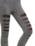 Sweatyrocks Legging Grey Knit Mesh Insert Ripped Tights Yoga Slim Pants S