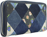 Accordion Zip Wallet In Denim Patchwork Style F57993 Sv Midnight Multi