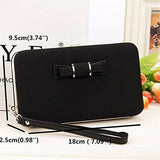 Phone Clutch Walletcharminer Phone Package Bow Long Section Clutch 55 Inch Phone Wallets Case Hasp Long Purse Clutches Leather Wallet For Iphone Samsung Black