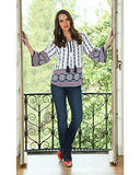 Long Sleeve Geometric Print Top Red/White/Blue Large