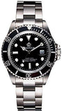 Black Dial Rotatable Bezel Luminous Hand Quartz Silver Stainless Steel Watches