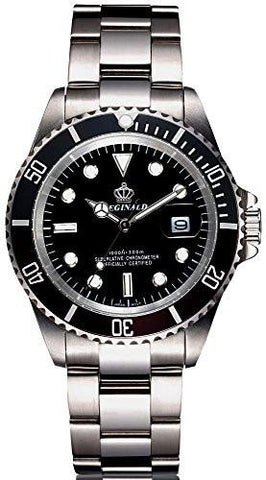 Black Dial Rotatable Bezel Luminous Hand Quartz Silver Stainless Steel Watches