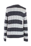Charcoal Silver Striped CableKnit Sweater L