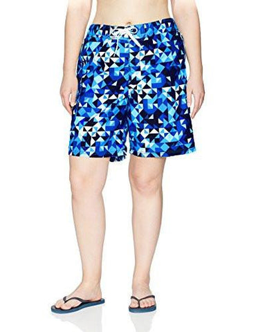 Kanu Surf Plus Size Gillian Upf 50 Active Geo Swim Boardshort Blue 1X