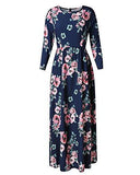 Union Fashion Ltd Spring Fashion Printed Long Dress Three Quarter Sleeve Empire Flower Floorlength Dress