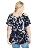 Plus Size Flutter Sleeve Cold Shoulder Top, Print, 1X