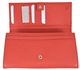 Coral Red Leather Trademark Logo Continental Wallet