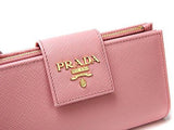 Wiberlux Prada Metal Logo Detail Real Leather Tab Wallet One Size Light Pink