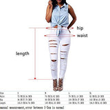 Vicvik High Waist Knee Skinny Denim Distressed Ripped Boyfriend Jeans L White