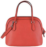 Coral Red Textured Leather Convertible Mini Dome Purse