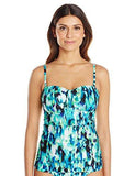 Kenneth Cole New York Floral Explosion Bandeau Tankini Teal Medium