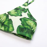 Mooskini Strappy Two Piece Bikini Set Leaf Print Swimsuit Padded Bathing Suit Beach M Green