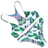 Mooskini Mooskini Green Leaves Printing Padding Bikini Set Middle One Bikini In Four Styles