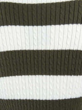 Striped V Neck Cable Knit Sweater S, Camouflage