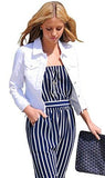 Trend Director Casual Basic Cropped Long Sleeve Button Down Denim Jacket In White Black & Blue Medium White