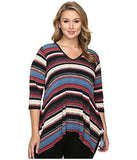 Plus Plus Size Multi Stripe Handkerchief Top Print TShirt 2X Us 18W