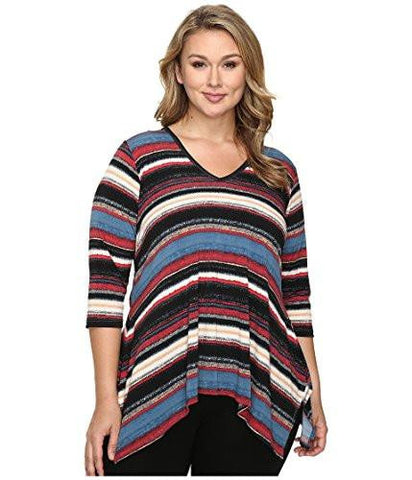 Plus Plus Size Multi Stripe Handkerchief Top Print TShirt 2X Us 18W