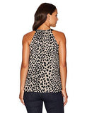 Ellen Tracy Tie Neck Halter, Cheetah/Beach Chambray, Petite XSmall