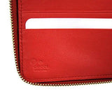 Ssima Leather Wallet Zip Around Travel Clutch 321117 Coral Red
