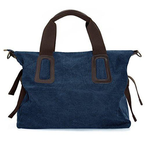 Denim Blue Canvas Material Double Top Handle Large Shopper Tote Handbag