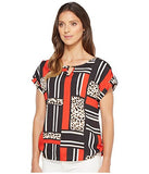 Printed Top With Bar Hardware Blackleopard Shirt