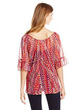 Rock 47 Raglan Ruffle Sleeve Top, Pink/Navy Multi, XxLarge